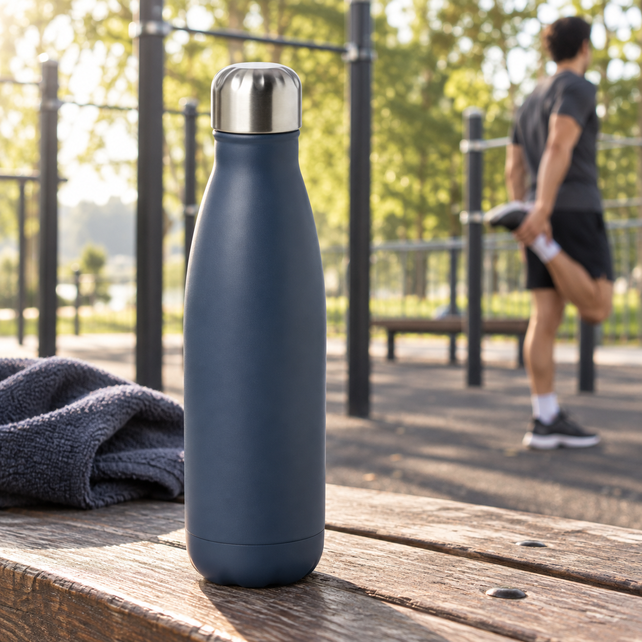Trinkflasche beim Outdoor-Training im Park