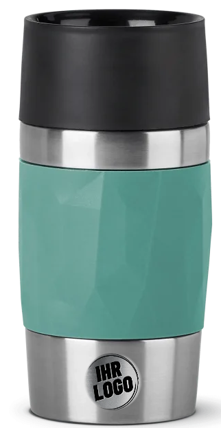 EMSA Travel Mug Compact 0,3 L in Petrol mit Firmenlogo für den Freizeitpark