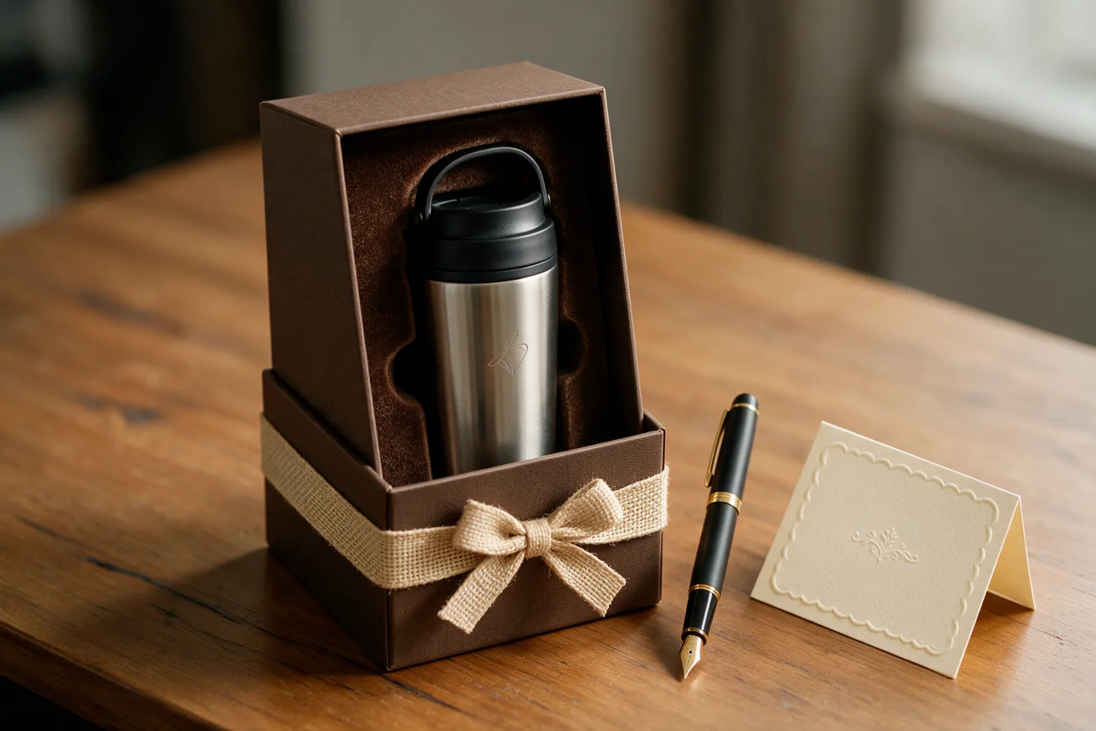Thermobecher mit Gravur in Geschenkbox als steuerfreier Sachbezug