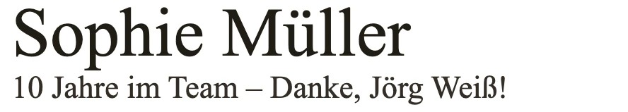 Gravurschrift Nr. 9 Times New Roman: Schriftbeispiel für die Gravur auf Thermobechern