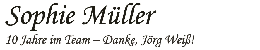 Gravurschrift Nr. 17 Monotype Corsiva: Schriftbeispiel für die Gravur auf Thermobechern