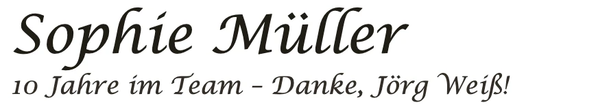 Gravurschrift Nr. 18 Lucida Calligraphy: Schriftbeispiel für die Gravur auf Thermobechern