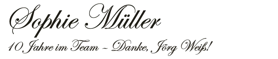 Gravurschrift Nr. 22 Edwardian Script ITC: Schriftbeispiel für die Gravur auf Thermobechern