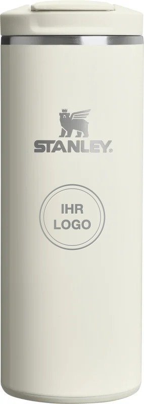 Stanley Transit Fliptop 350 ml in Creme, gravierbar mit Firmenlogo